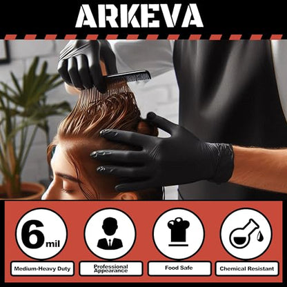 ARKEVA Black Nitrile Disposable Gloves 6 Mil. Chemical Resistance, Tear-Resistance, Latex & Powder Free - size: X-Large