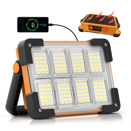 120W Solar Rechargeable 144 LED Work Light, 10000LM Flood Light - color: Yellow