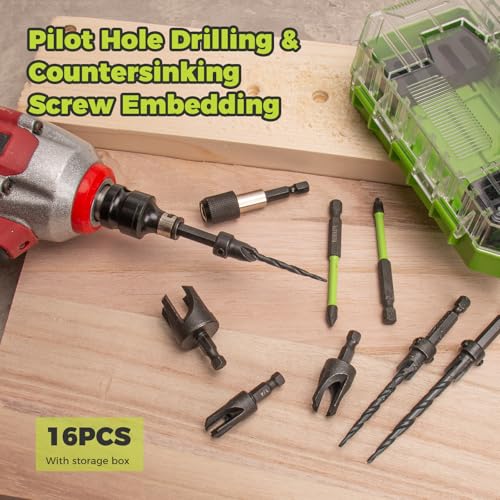 Countersink Drill Bit Set, 16PCS M2 Cobalt Woodworking Tool Set