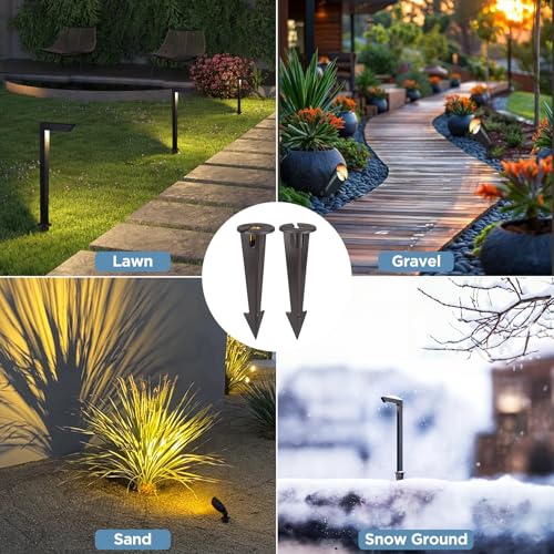 Gardencoin ABS Ground Spikes Stakes Replacement with Brass Insert, 1/2" NPT Thread Side Wire Way, Larger Size 9.44'' x 2.95'' for Landscape Path Lighting, Spotlight, Floodlight (2 Pack) - size: 2 Pack