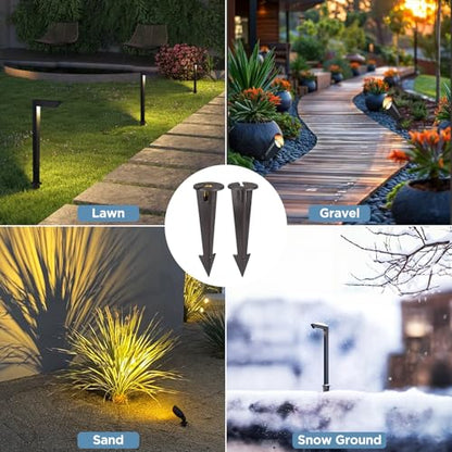 Gardencoin ABS Ground Spikes Stakes Replacement with Brass Insert, 1/2" NPT Thread Side Wire Way, Larger Size 9.44'' x 2.95'' for Landscape Path Lighting, Spotlight, Floodlight (2 Pack) - size: 2 Pack