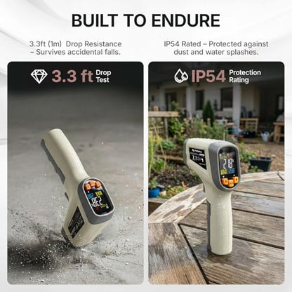 Tilswall Infrared Thermometer, Laser Temperature Gun -58°F~1112°F,Off-White - color: off-white