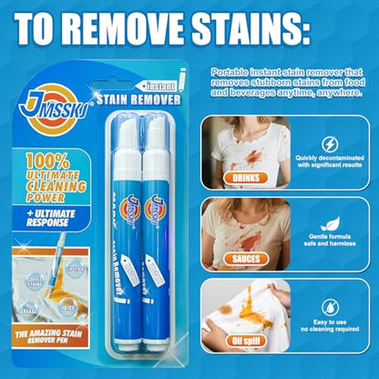 On The Go Stain Remover Pen, 0.68 Fl Oz – Instant Travel Stain Cleaner for Clothes, Food, Wine, Coffee, Makeup, Portable & Easy Use, Lemon Scent - size: 1.36 Fl Oz (Pack of 1)