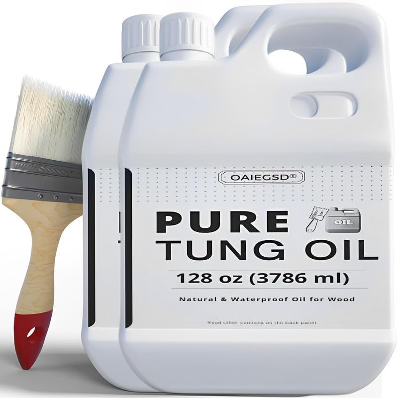 256oz 100% Pure Tung Oil,Food Grade Waterproof Low Odor Wood Oil with Brush - size: 256 Fl Oz