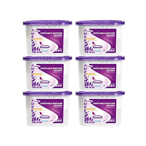 CANAGER Lavender Vanilla Moisture Absorber Box,Odor Eliminator and Dehumidifier Boxes for Closet,Bedroom,Kitchen,Bathroom-6 Packs,Cups - Traps Moisture for Fresher, Cleaner Air Purple - color: Purple