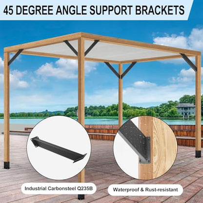 8 Pcs 45 Degree Angle Support Brackets for Pergola - size: 7x4 - 8 Pcs
