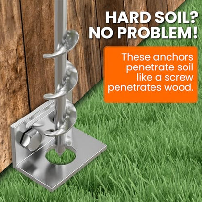 Ground Anchors Screw In - 24" Set of 4,6,8 with Brackets and Drill Bit - Earth Anchors - Mobile Home Anchors - Storage Shed Anchor Kit - Swing Set Anchors for Metal Swing Set - Playset Anchors - Ties - style: 6 x 24"