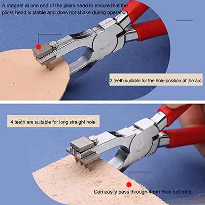 BUTUZE Leather Hole Punch,4mm Silent Rhombus Punch, Stitch Chisel -Red - color: Red