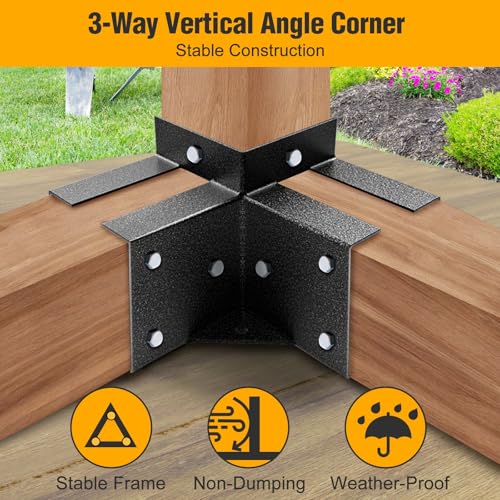Eapele Pergola Kits with 3-Way & 4-Way Corner Brackets for 4"x 4" Lumber, Powder Coated Steel Made for Gazebos, Patio Pergolas, Log Cabin Outdoor Pergola Hardware - style: 4PC 3-Way & 2PC 4-Way Pergola Brackets