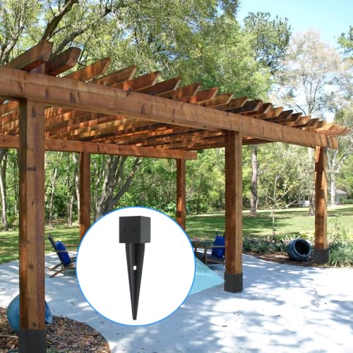 2Pcs 16" Fence Post Anchor Ground Spike|Black Powder-Coated| 4"x4" - size: 4"x 4"