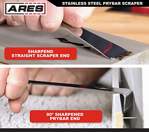 ARES 46017 12-In Stainless Steel Pry Bar Scraper - Built-In Nail Puller
