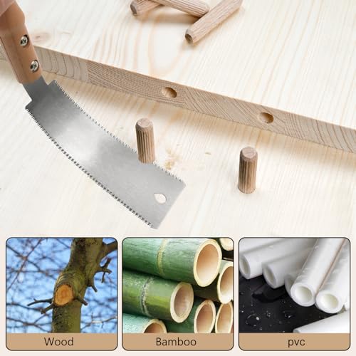 Japanese Hand Saw, 6 Inch Flush Cut Double-Sided Fine Teeth Wood Pull for Hardwood & Softwood Woodworking Trim (15/17TPI)
