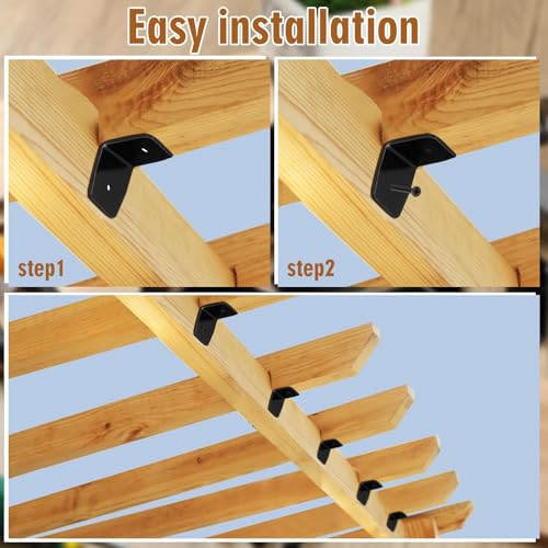 MorningRo 2 Pcs Black Pergola Hardware Rafter Clips Galvanized Steel Rafter Brackets Hurricane Clips Brackets Ties with Screws for Lumber Pergola, Timber Beam, Ceiling Joist (2 Inch)