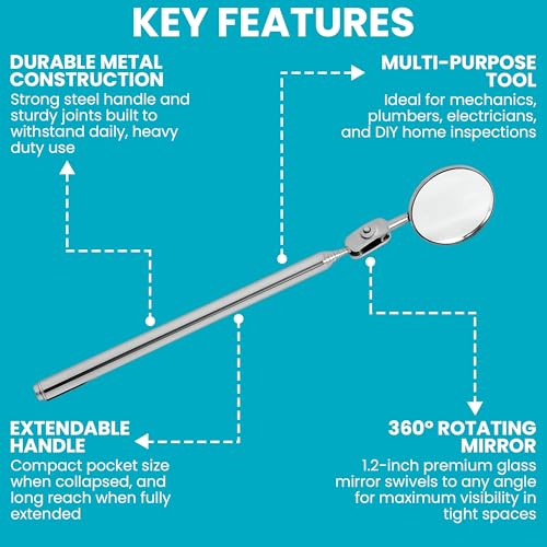 Harrier Hardware 2-Pack Telescopic Insp Mirror 5-21" Swivel - color: Mirror