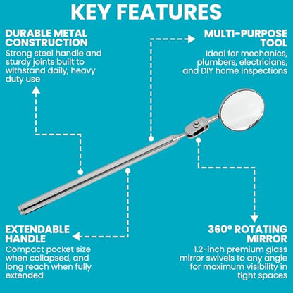 Harrier Hardware 2-Pack Telescopic Insp Mirror 5-21" Swivel - color: Mirror