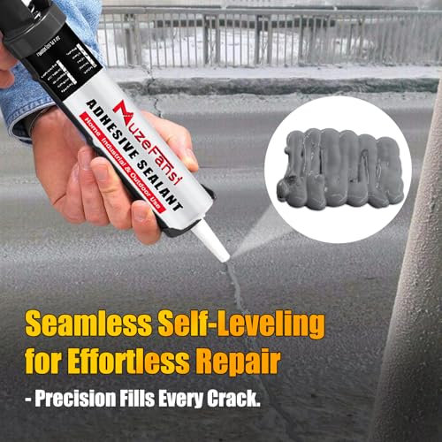 Gray Concrete Crack Filler, Self-Leveling Waterproof Sealant, Fast-Curing Flexible Cement Crack Repair, Concrete Patch (10.1 fl oz, 2 Pack)