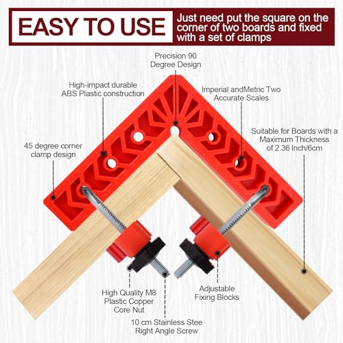 90 Degree Clamp Set for Woodworking, Frames, Cabinets & Boxes, 3/4/6 Inch