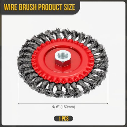 DTGN 6 Inch Wire Wheel Brush for Grinder, 5/8"-11 Arbor - size: 6 inch