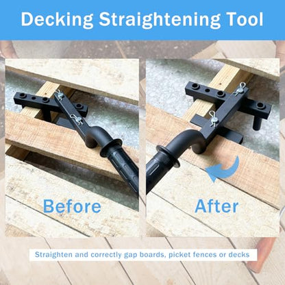 Decking Straightening Tool, Adjustable Deck Tool, Decking Tool Board Bender Straightening, Steel Straightening and Bending Boards, Universal Fit for Wood Decks Tightening up the Gap