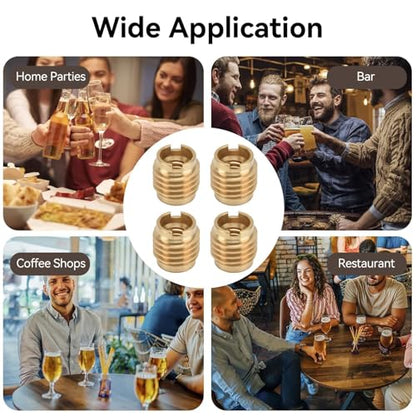 Threaded Inserts, 10 PCS Knife Threaded Insert Brass Dual-Threaded Insert for Wooden Tap Handle Beer Tap Handle Insert Homebrew Hardware Beer Tap Handles for 3/8in-16 Unc External Thread