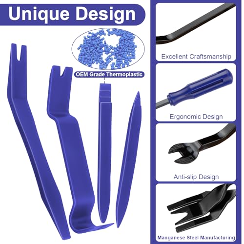 7PCS Auto Trim Removal Tool kit, Car Clip Pry Tools Kit No Scratch Plastic - color: Blue * 7PCS