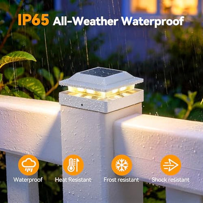 Solar Post Cap Lights for 4x4 Wood/Vinyl Posts, 6 Pack - color: White, size: 6 Pack