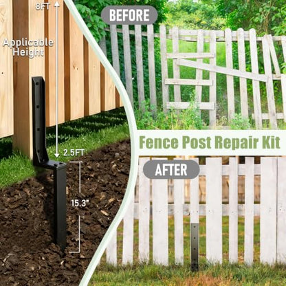 Fence Post Repair Kit for Tilted/Leaning Wood Posts(2-Pack) - size: 2 Pack