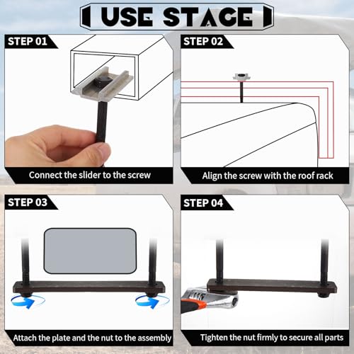 Zonon 28 Pcs Rooftop Tent Mounting Hardware Set Roof Rack Brackets, Black - color: Black