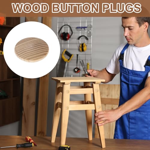 uxcell 20Pcs Wood Button Plugs, 28mm / 1.1" Hardwood Screw Hole Plug Mushroom Wooden Caps Buttons Ash Wood Plug for Furniture Woodworking Craft Decor (35mm x 28mm)