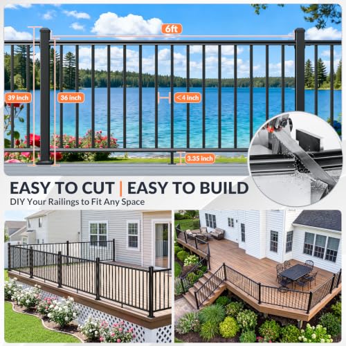 Egadis 2 Pack 36 in x 6 ft Modular Aluminum Porch and Deck Railing Kit - color: Level 6ft - 2Panel 2Post