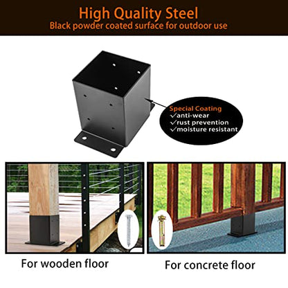 4"x4" Post Base 6PCS,Post Brackets(Inner Size 3.6"x3.6") - size: 4''X4''