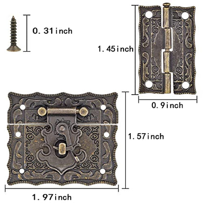 6 Sets Retro Hinges Hasp Latch Buckle with Hinges for Tool & Jewelry Boxes - color: K5_4