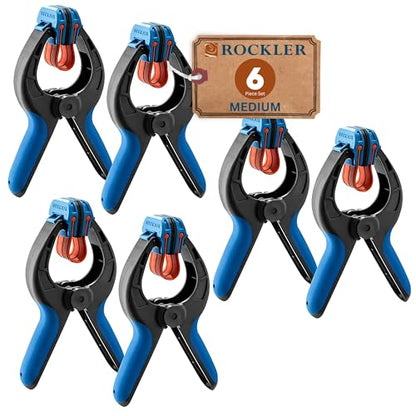 Rockler Bandy Spring Clamps (3-Pair) One-Handed Nylon Clamp Set - size: 3PACK-Medium