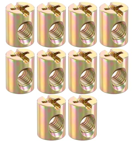 10 Pcs M6 Barrel Nut, Slotted Cross Dowel Nut for Furniture Bed