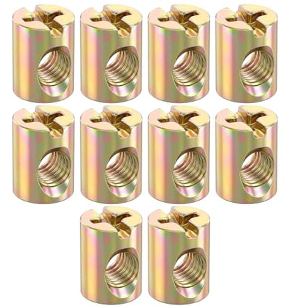 10 Pcs M6 Barrel Nut, Slotted Cross Dowel Nut for Furniture Bed