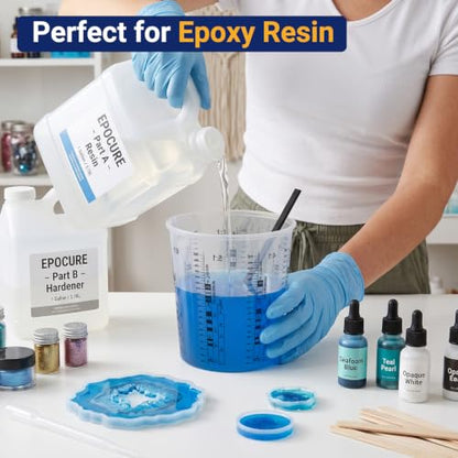Gartful 12 Pack 64oz 1900ml Clear Plastic Paint Mixing Cups with 12 Stir Sticks - Disposable Graduated Measuring Cups for Paint, Resin & Epoxy with ML Scale & 3-Column Ratios (1:1-7:1) for DIY Crafts - size: 64oz / 1900ml