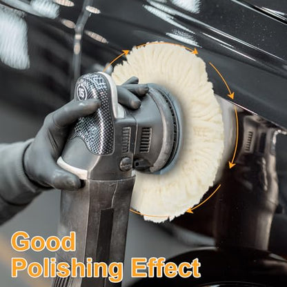 Tallew 6 Pcs Wool Buffing Pads Hook Loop for Drill Polisher, 5 Inch - size: 5 Inch