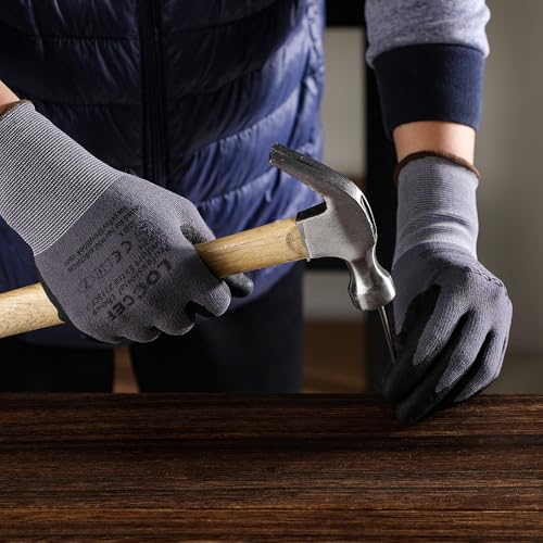 LOCCEF Safety Work Gloves MicroFoam Nitrile Coated-12 Pairs,Seamless Knit Nylon Gloves,Home Improvement,Micro-Foam Gloves - color: Grey-144 Pairs