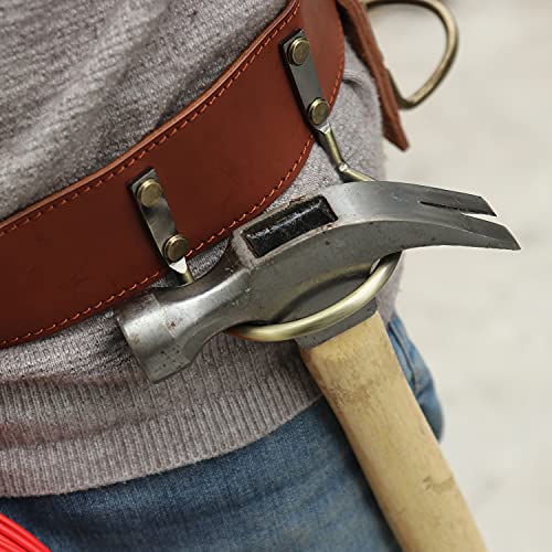 TOURBON Adjustable Tool Belt with 2 Tool Pockets,7 Tool Holster - color: Brown