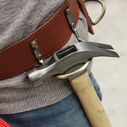 TOURBON Adjustable Tool Belt with 2 Tool Pockets,7 Tool Holster - color: Brown