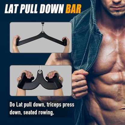 Ergonomic LAT Pull Down Bars, Back and Triceps Strength Training Equipment, LAT Pulldown Attachments, Cable Attachments for Home Gym - color: BT0024