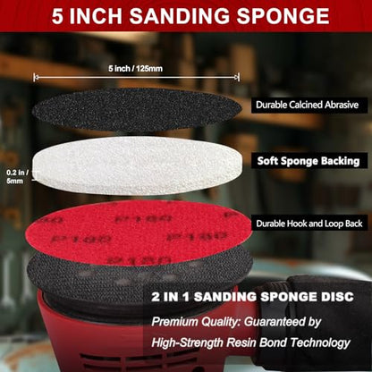 Shinboc 18 PCS 5 Inch Sanding Sponge 800 Grit, Bowling Ball Sanding Pads - color: 800grit, size: 5 Inch 18Pcs