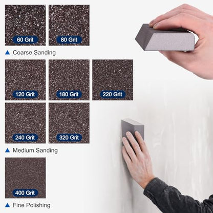 8Pcs 80Grit Angled Sanding Sponges Wet Dry Sanding Blocks - size: 80 Grit