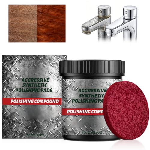 All-in-One Surface Restoration Polish with Pad, 2026 New Multi-Surface Polishing & Scratch Remover Compound for Leather Wood Marble Countertop Refrigerators & Cookware Ovens Sinks, 100g