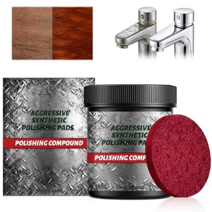 All-in-One Surface Restoration Polish with Pad, 2026 New Multi-Surface Polishing & Scratch Remover Compound for Leather Wood Marble Countertop Refrigerators & Cookware Ovens Sinks, 100g