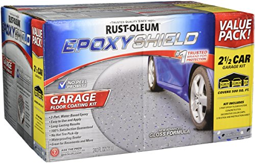 Rust-Oleum 251870 EPOXYSHIELD Garage Floor Coating Kit, 2.5 Car, Gloss Gray - color: Gray, size: 2.5 Car (Pack of 1)