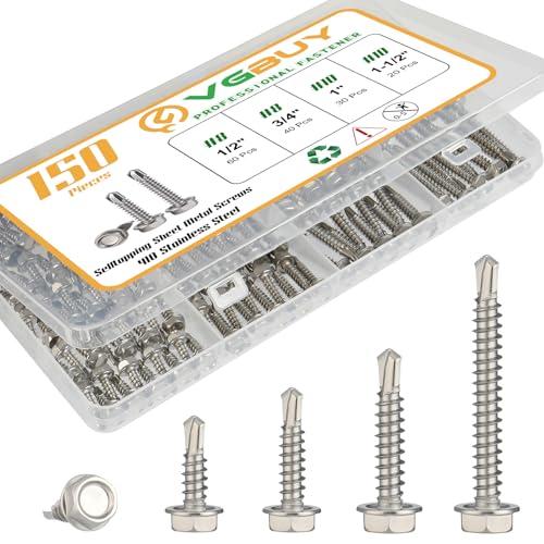 VGBUY Self Drilling Screws Assortment Kit, 150Pcs - color: Silver