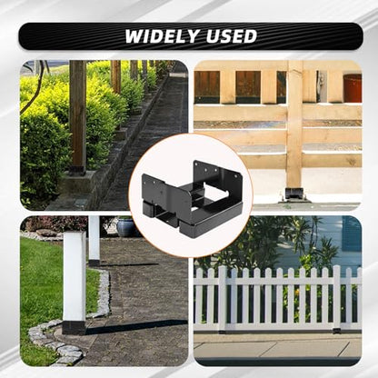 Black 6Pcs 6x6 Post Base Brackets Fit for Concrete Inner Size 5.5"x5.5" - size: Black