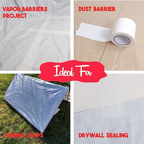 Vapor Barrier Tape, Insulation Tape, 7 Mil Seal Tape, 6'' X 200FT - color: 6" x 200'