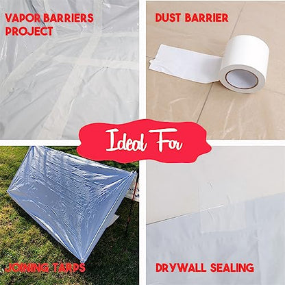 Vapor Barrier Tape, Insulation Tape, 7 Mil Seal Tape, 6'' X 200FT - color: 6" x 200'